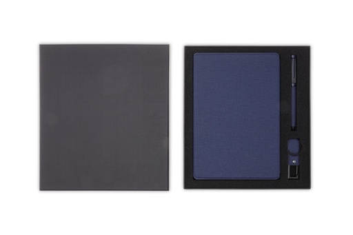 LENZEN - CHANGE ZERO Sustainable Gift Set with Refillable Notebook, Pen & USB Keychain - Navy