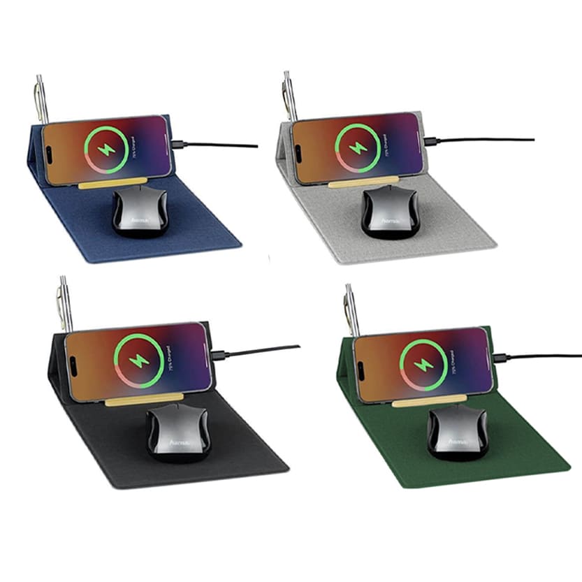 BLACE - CHANGE ZERO Recycled PU 15W Wireless Mousepad & Desk Organizer - Black