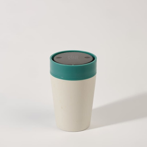 Circular Cup 8oz Chalk & Aquamarine Green