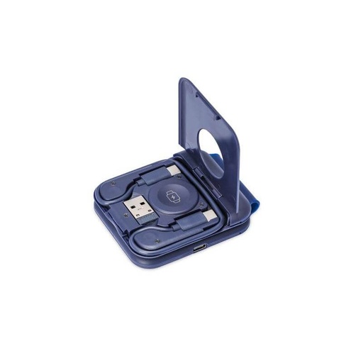 TURIN - @memorii Foldable Wireless Charger and Multicable Set - Navy Blue