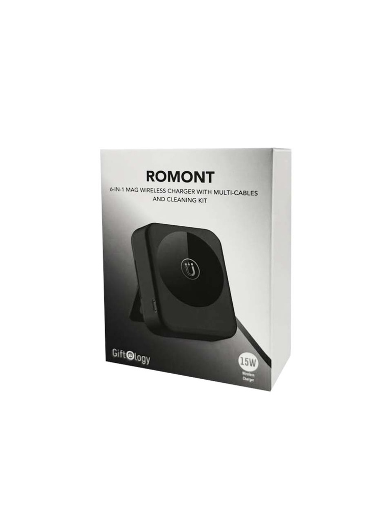 ROMONT - Giftology 6-in-1 Mag Wireless Charger, Multicable & Cleaning Kit