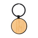 JACA - Round Bamboo Metal Keychain